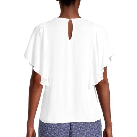 NWT LOFT Snowy White Flutter Sleeve - Picture 2 of 4